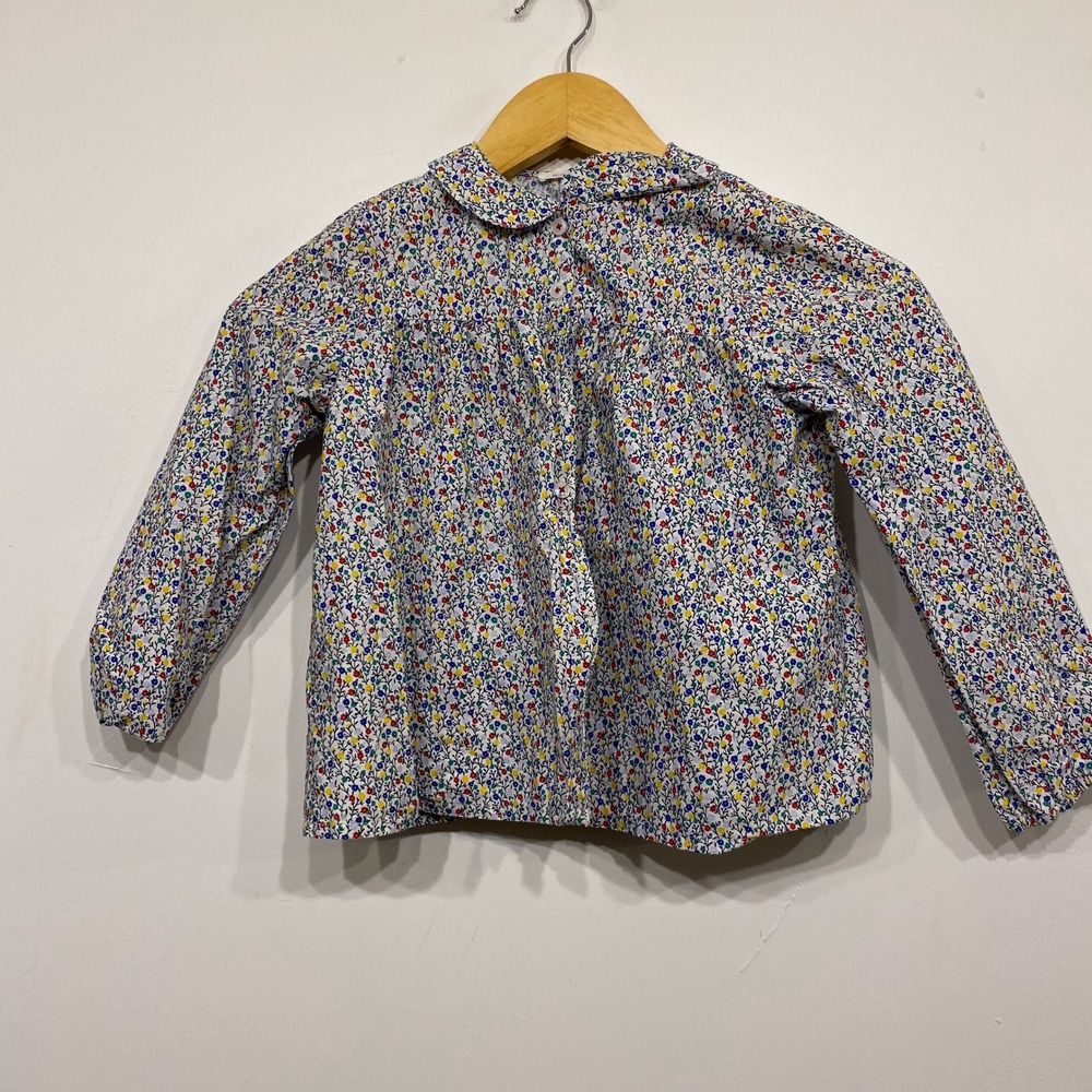Monoprix Girls Floral Peter Pan Collar Button Front Blouse Multi Color Size 6